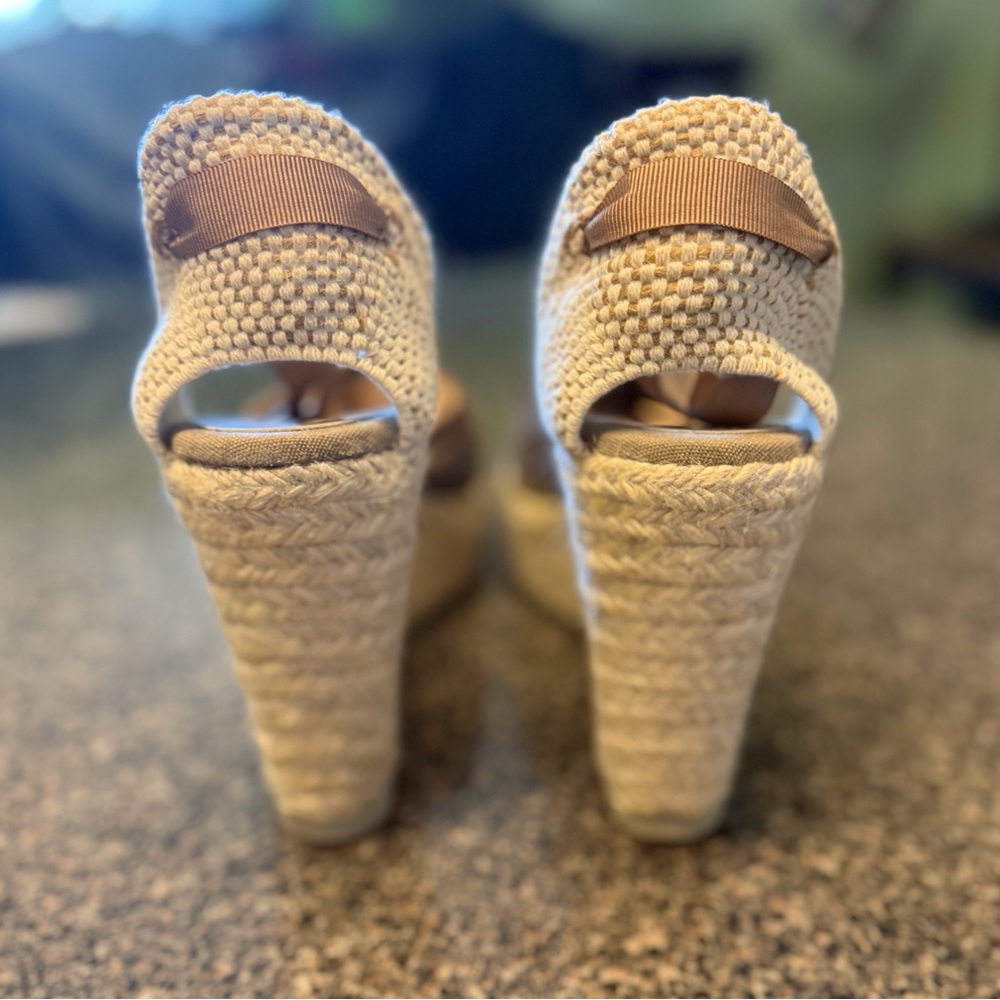 “MANEBI” Tan Suede Espadrille Platform Wedge - Picture 7 of 13